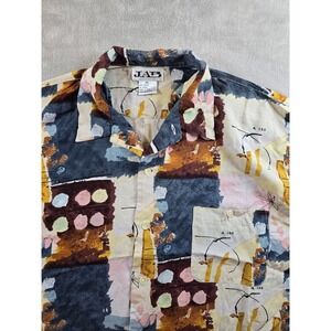 JAB Shirt Mens XXL 2XL Abstract All Over Print Short Sleeve Button Up Rayon Read